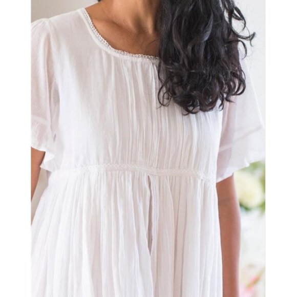 April Cornell Bronte Nighty Nightgown Like New Size XS Cotton Pajamas White - Picture 2 of 13